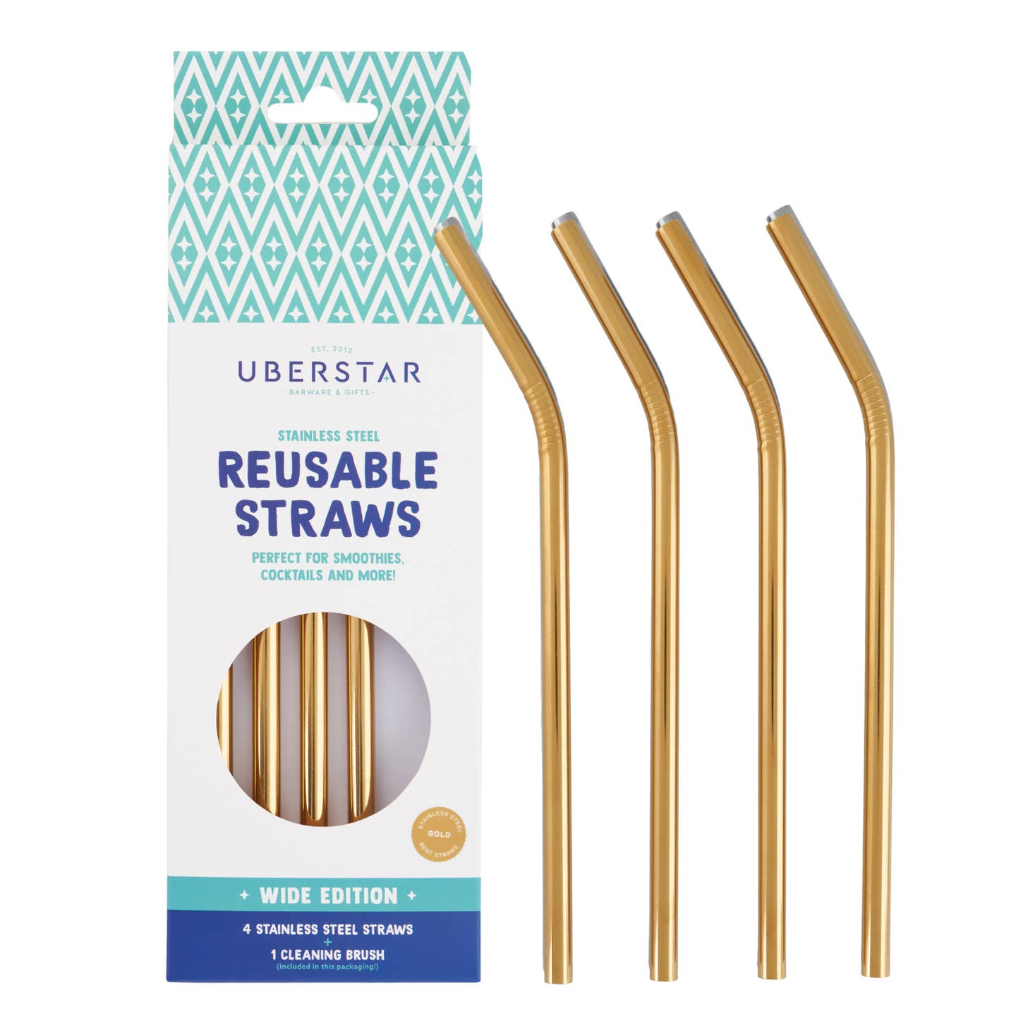 Reusable Stainless Steel Metal Straws - Gold