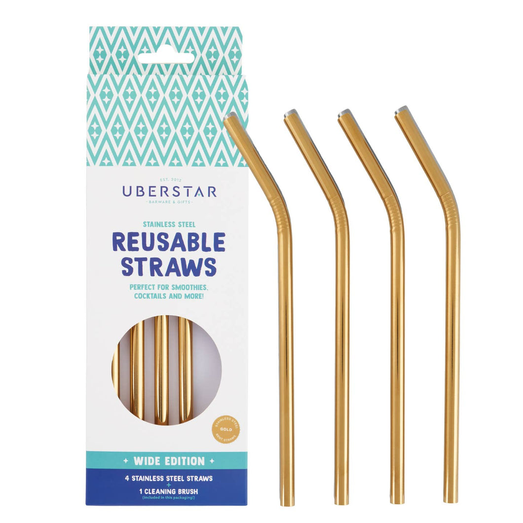Reusable Stainless Steel Metal Straws - Gold