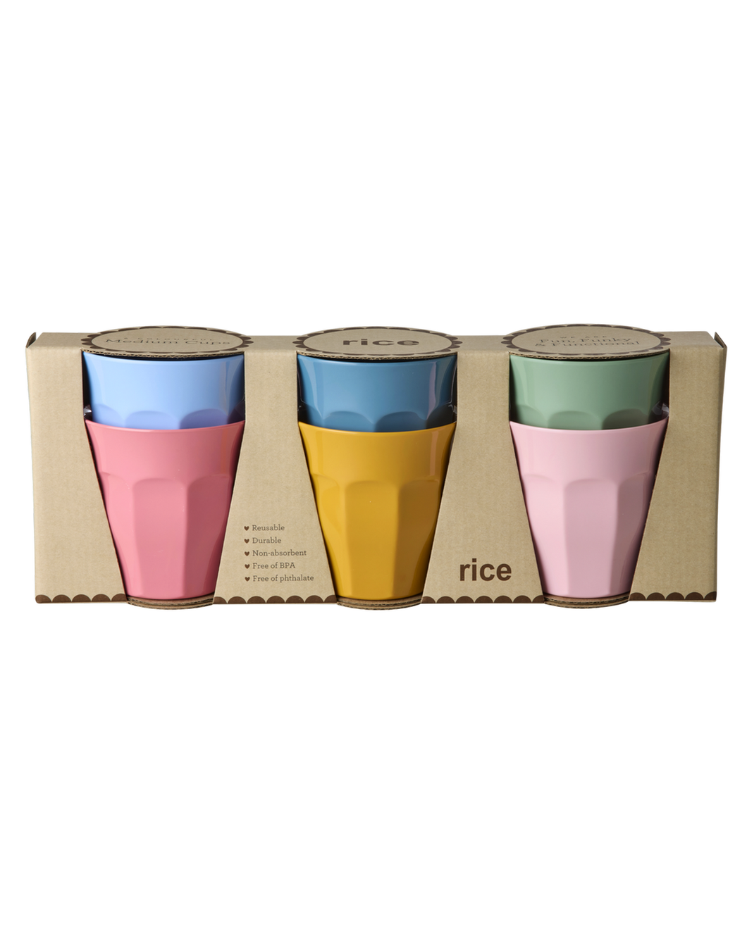 Melamine Cups in All You Need is Love Colours - Medium 6 Pack