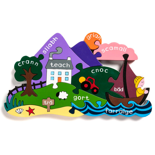 Irish Scene Wooden Jigsaw As Gaeilge