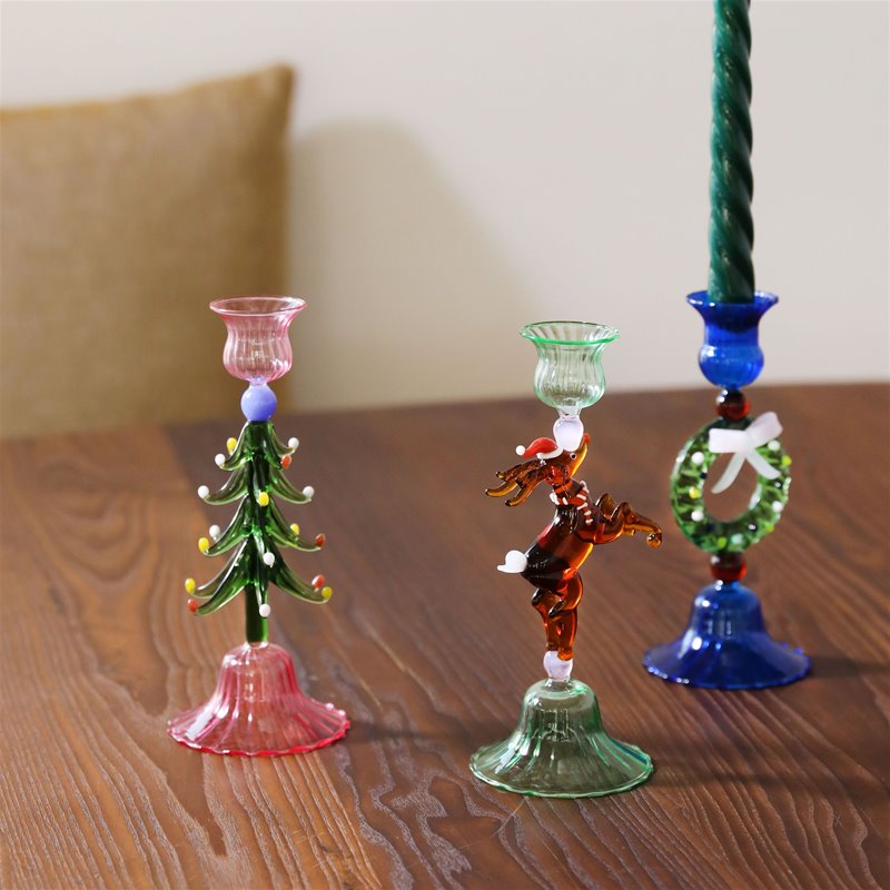 Candle Holder Merry Reindeer