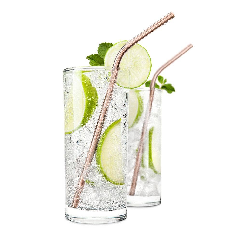Reusable Stainless Steel Metal Straws - Rose Gold