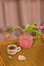 Load image into Gallery viewer, Glass Vase with Embossed Flower Design - Soft Pink - 1L
