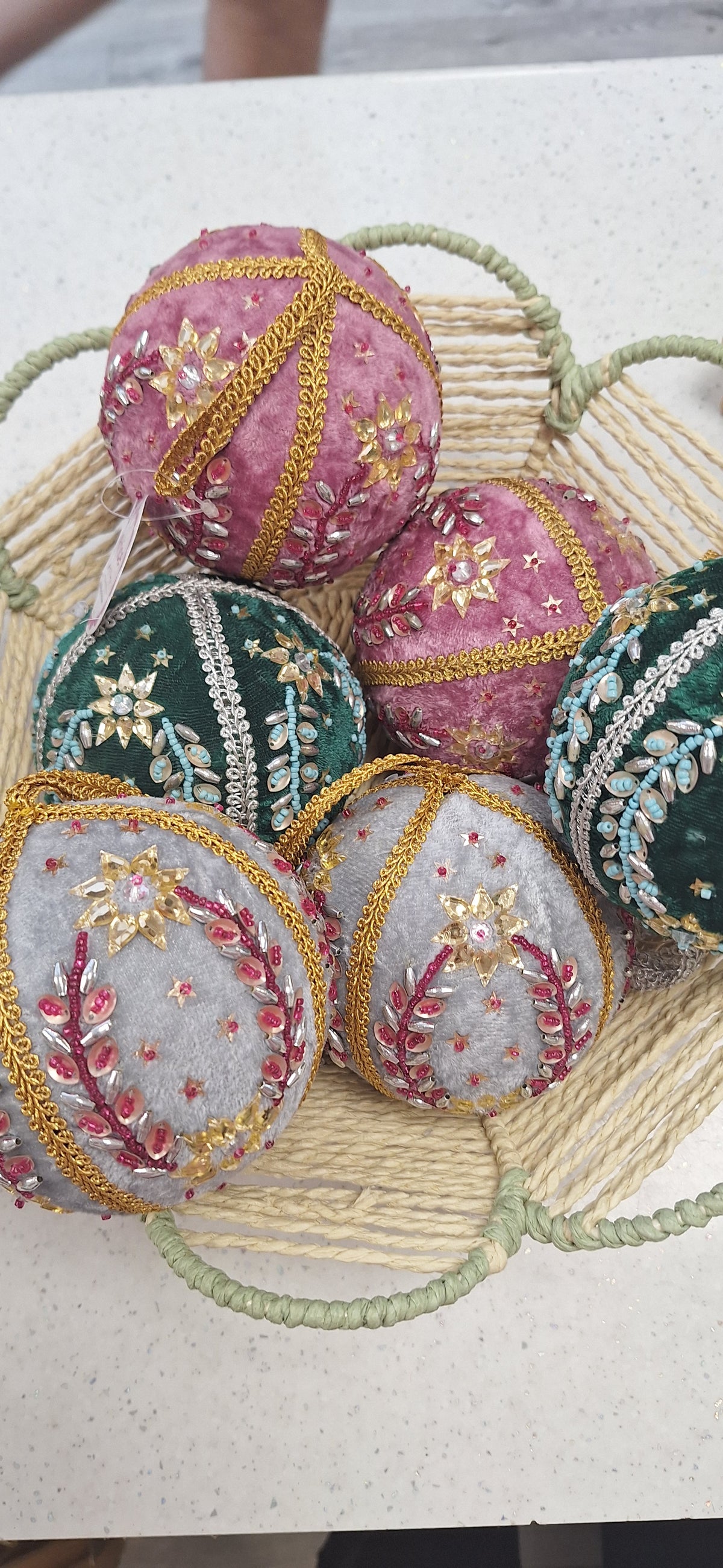 Large Velvet Beaded Bauble
