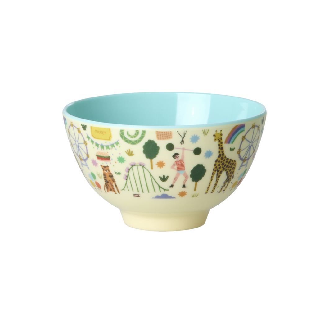 Small Melamine Bowl - Mint Fun Fair Print