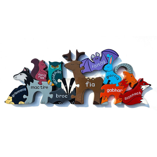 Irish Wildlife Wooden Jigsaw As Gaeilge