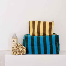 Load image into Gallery viewer, Turquoise/Olive Stripe Wash Bag
