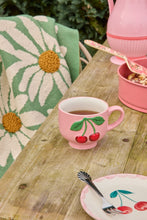 Load image into Gallery viewer, Ceramic Mug with Embossed Red Cherries - Pink
