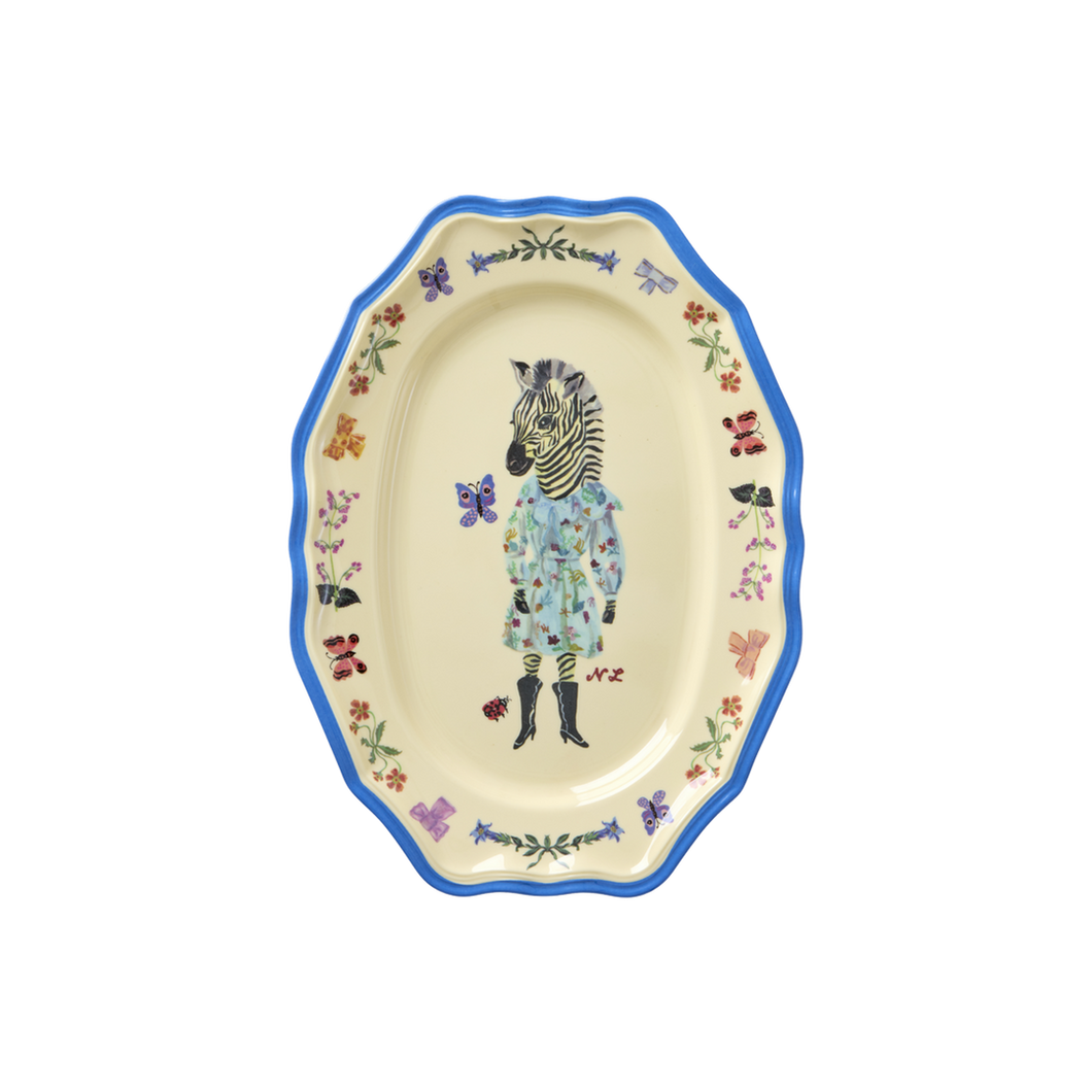 Small Melamine Vintage Style Serving Platter - Nathalie Lete Print