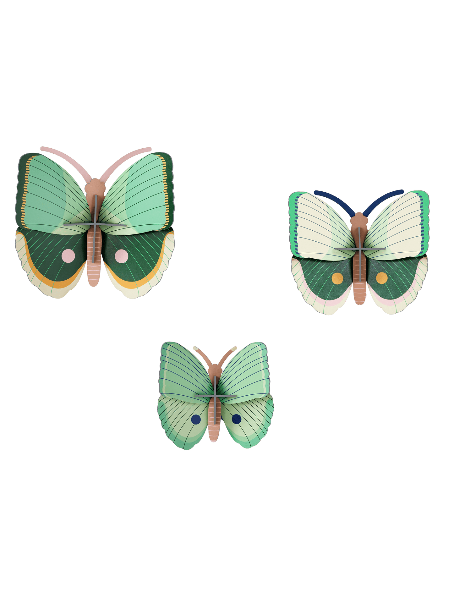Fern Striped Butterflies, Set of 3