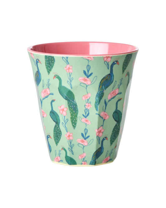 Melamine Cup with Peacock Power Print - Medium