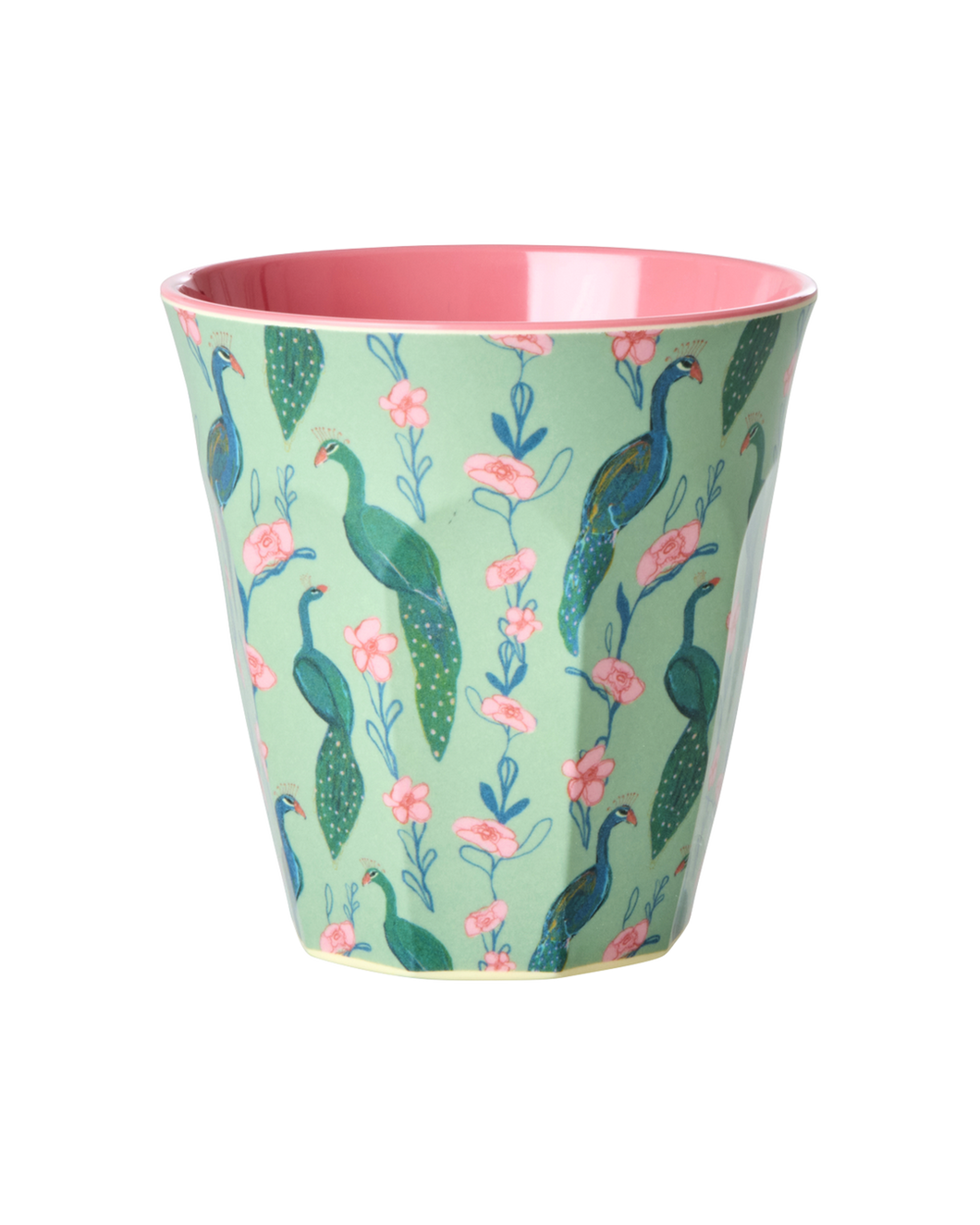 Melamine Cup with Peacock Power Print - Medium