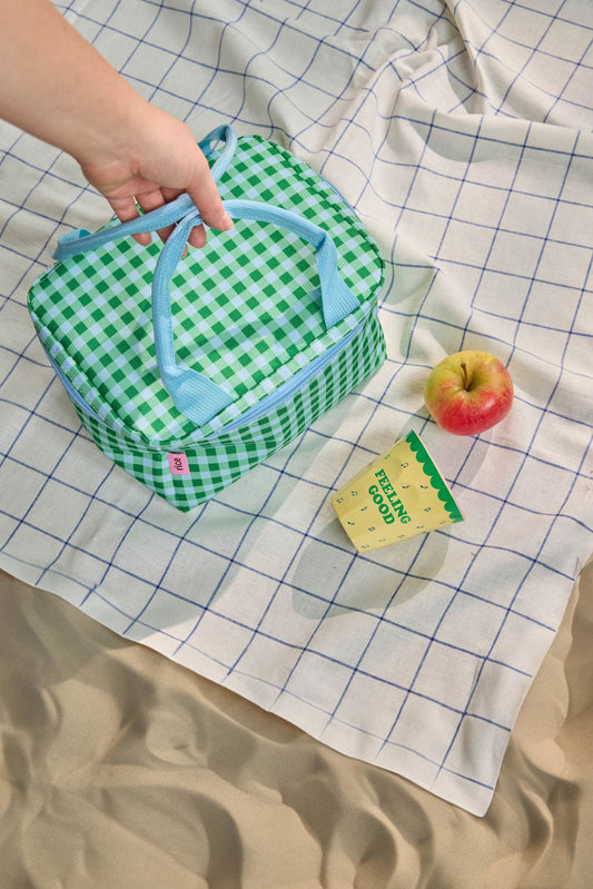 Cooler Bag - Blue and Green Checkers - Small
