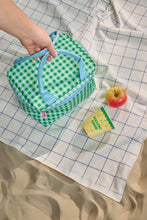 Load image into Gallery viewer, Cooler Bag - Blue and Green Checkers - Small
