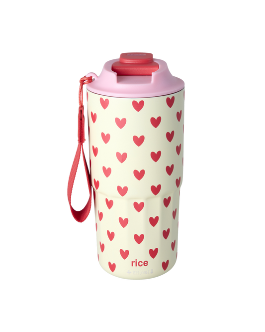 Large Stainless Steel Thermo Cup - Darling Hearts Print