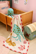 Load image into Gallery viewer, Knitted Baby Blanket with Coral Ocean Design

