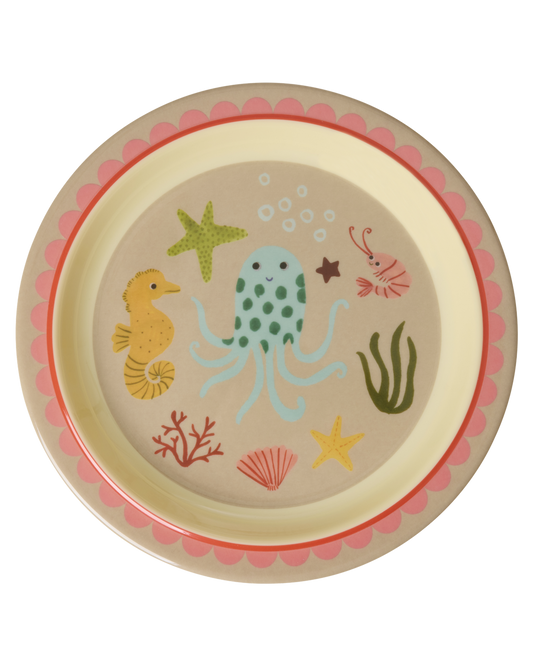 Melamine Lunch Plate - Coral Ocean Print
