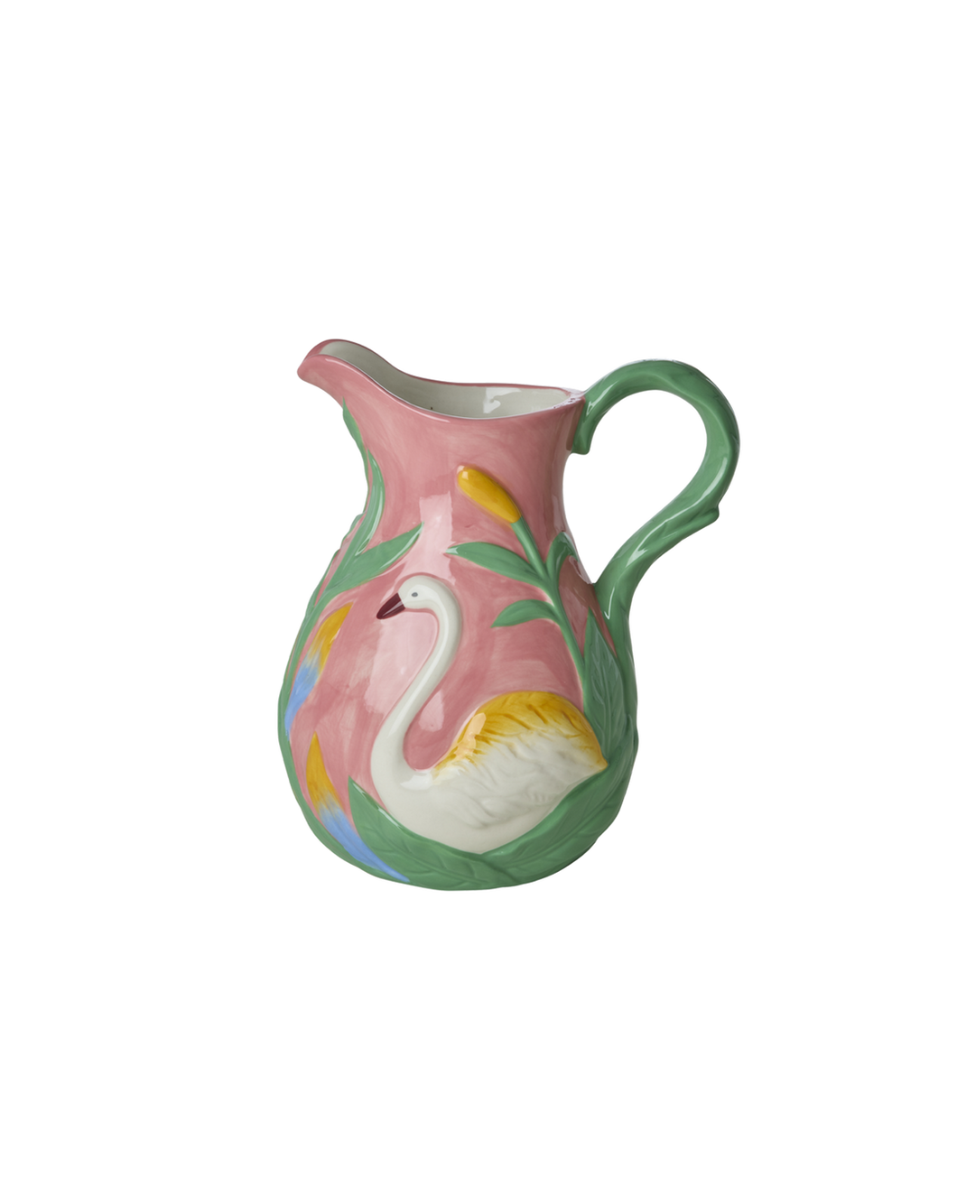 Ceramic Vase with Swan in Coral - 1.4L