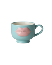 Load image into Gallery viewer, Ceramic Mug with Embossed Soft Pink Lips - Mint
