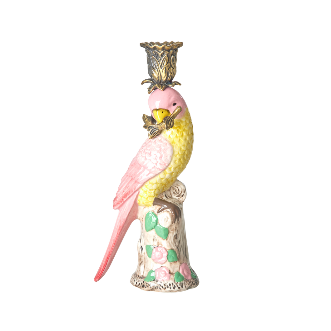 Bird Ceramic Candle Holder - Soft Pink