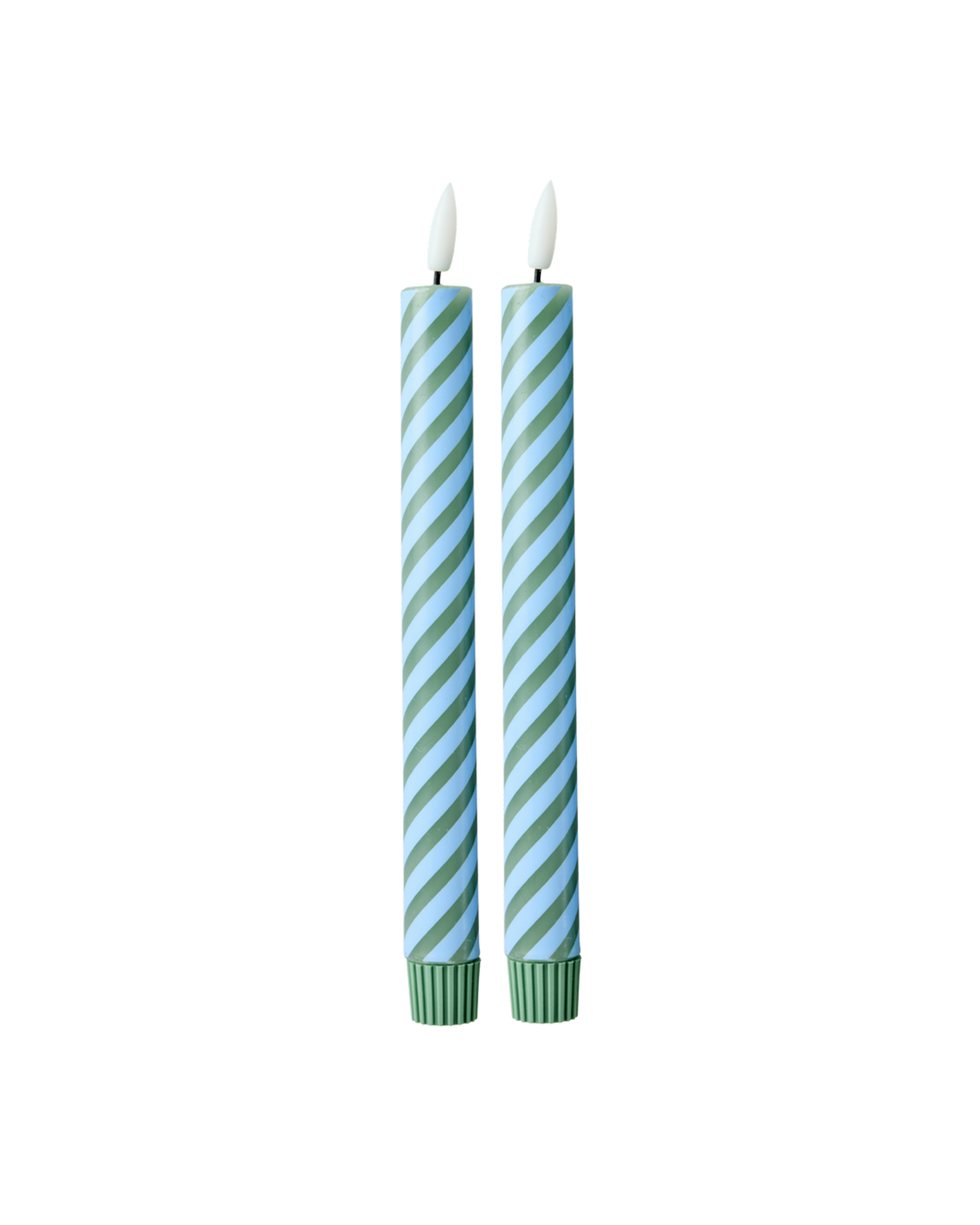 LED Candles in Blue and Green Stripes - 2 Pack