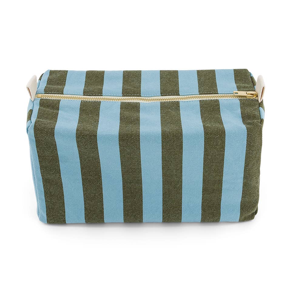 Olive/Blue Stripe Wash Bag