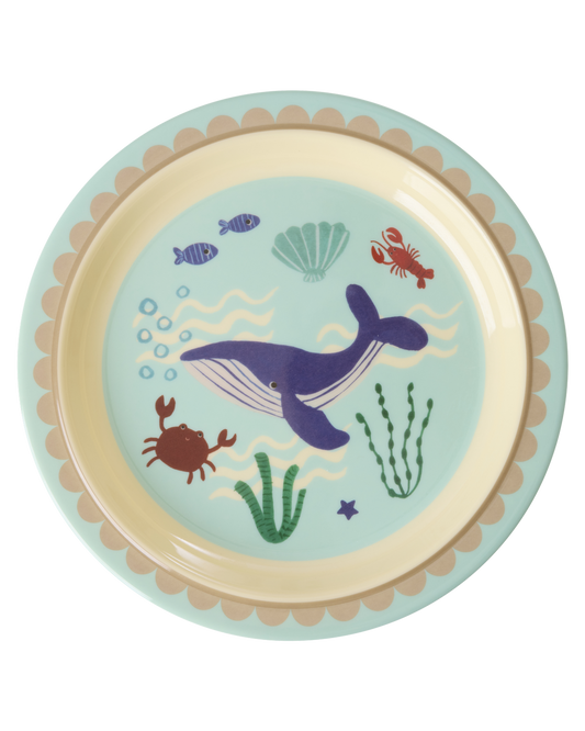 Melamine Kids Lunch Plate - Blue Ocean Print