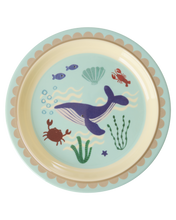 Load image into Gallery viewer, Melamine Kids Lunch Plate - Blue Ocean Print
