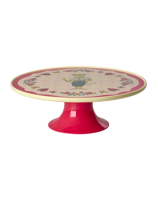 Melamine Cake Stand with Nathalie Lété Print - Red Kiss Colour
