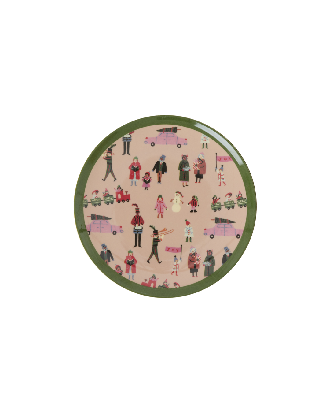 Small Round Cake Plate - Dusty Pink - Holiday Print