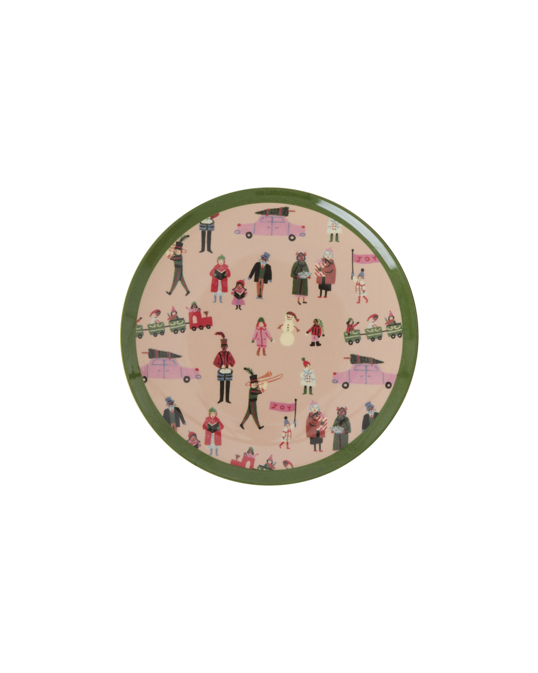 Small Round Cake Plate - Dusty Pink - Holiday Print