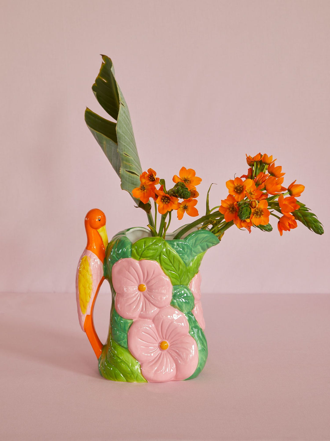 Ceramic Flower Vase with Bird Handle