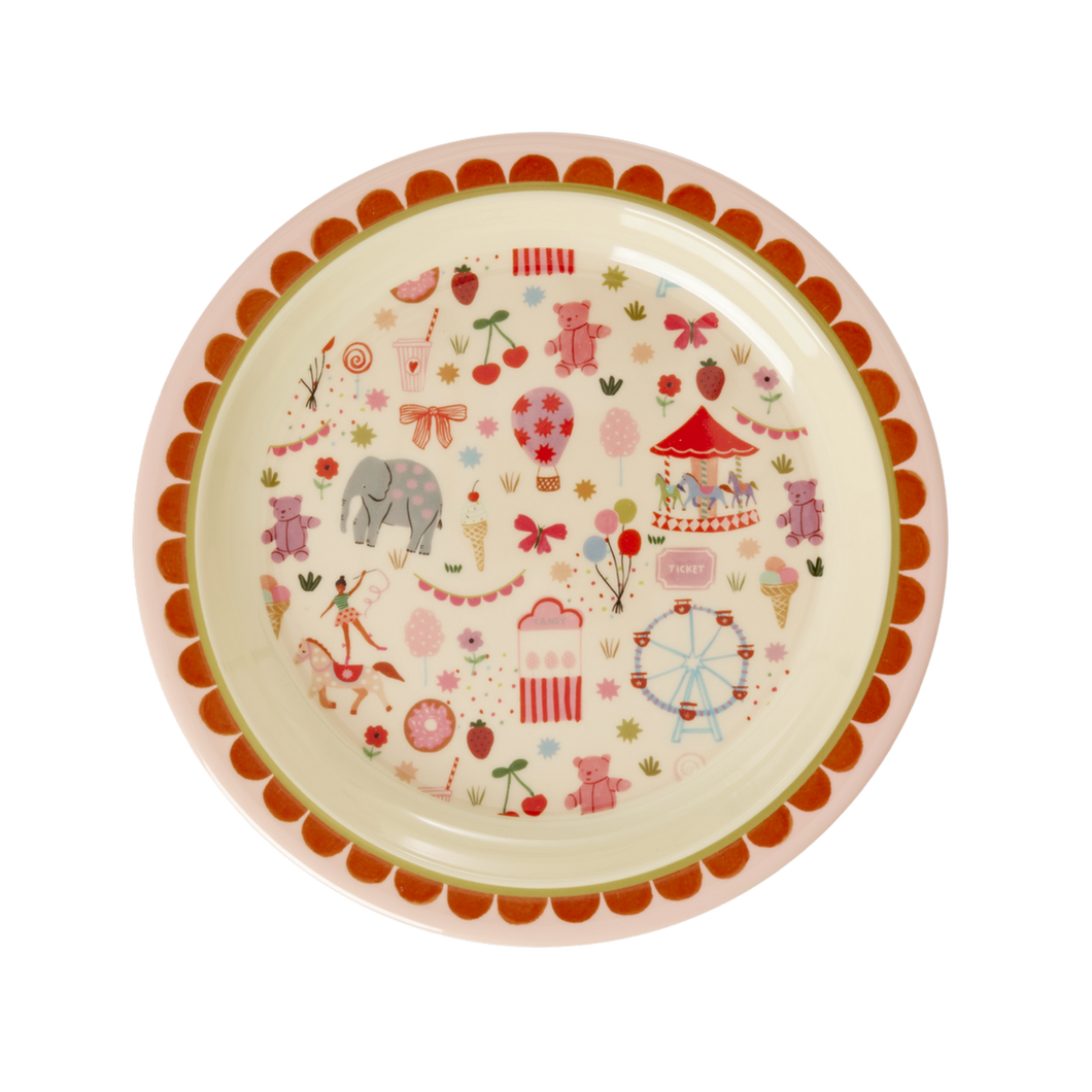 Melamine Lunch Plate - Pink Fun Fair Print