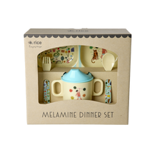 Load image into Gallery viewer, Melamine Baby Dinner Set - Mint Fun Fair Print
