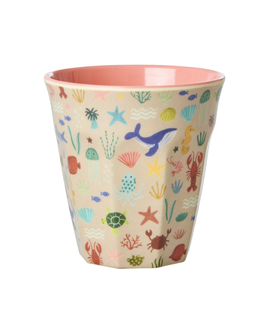 Medium Melamine Cup - Coral Ocean Print