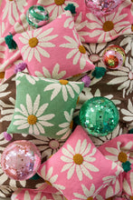 Load image into Gallery viewer, Square Knitted Cushion with Flowers and Tassels
