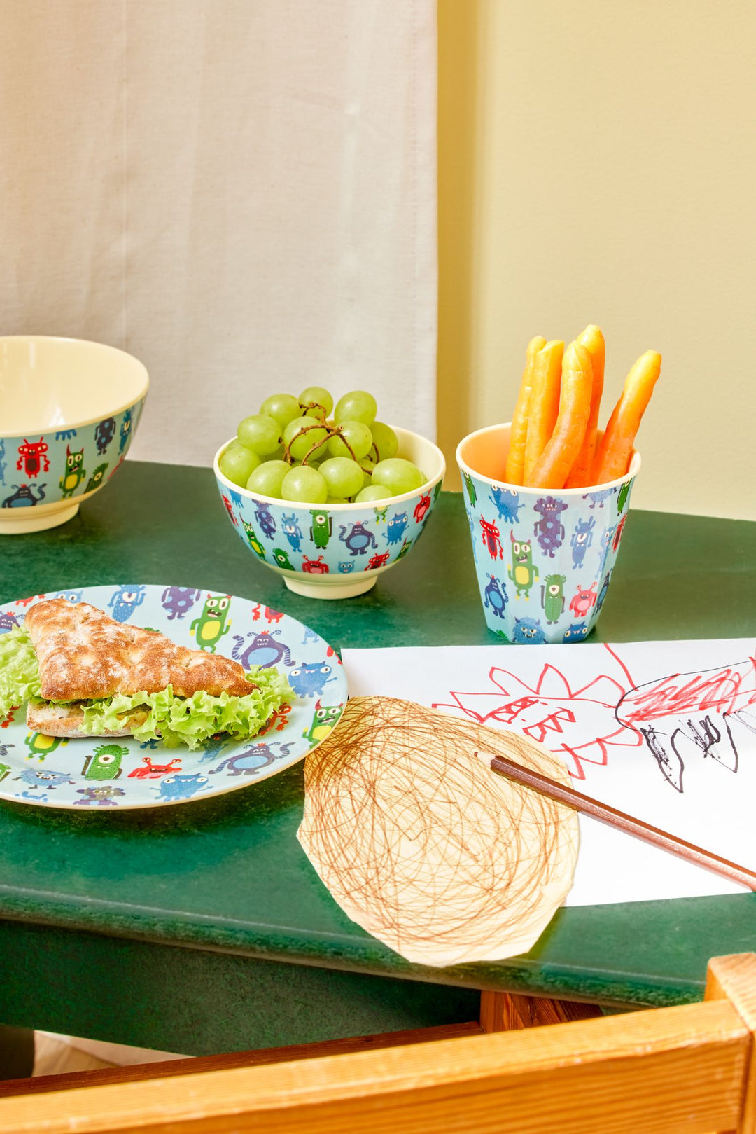 Small Kids Bowl - Soft Blue - Monsters Print