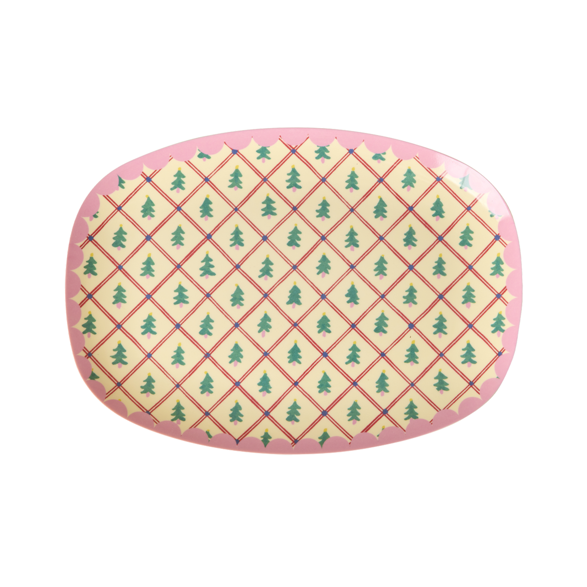 Small Rectangular Side Plate - Diamond Christmas Tree Print
