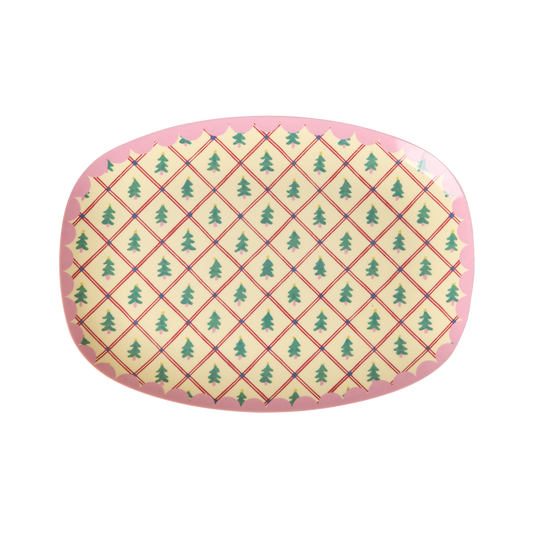 Small Rectangular Side Plate - Diamond Christmas Tree Print