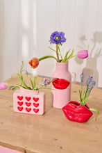 Load image into Gallery viewer, Ceramic Vase with Embossed Hearts - Pink
