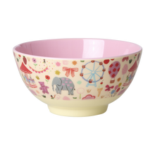 Load image into Gallery viewer, Medium Melamine Bowl - Pink Fun Fair Print
