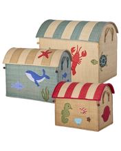 Load image into Gallery viewer, Raffia Toy Baskets - Ocean Theme
