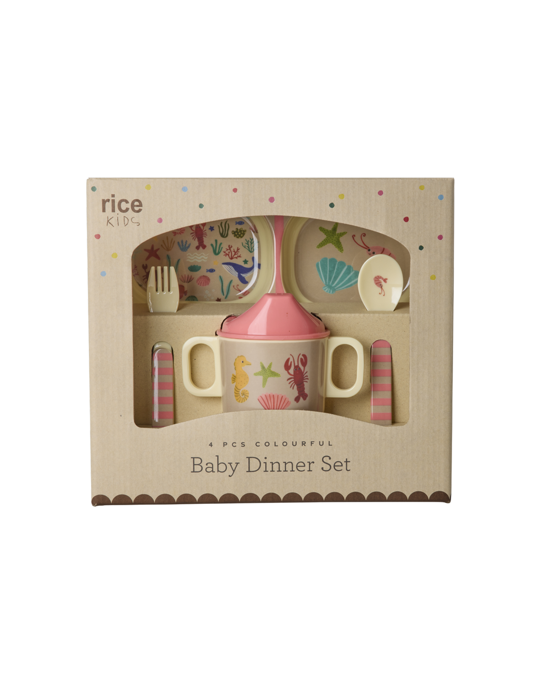 Melamine Baby Dinner Set - Coral Ocean Print