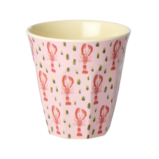 Medium Melamine Cup - Pink Lobster Print