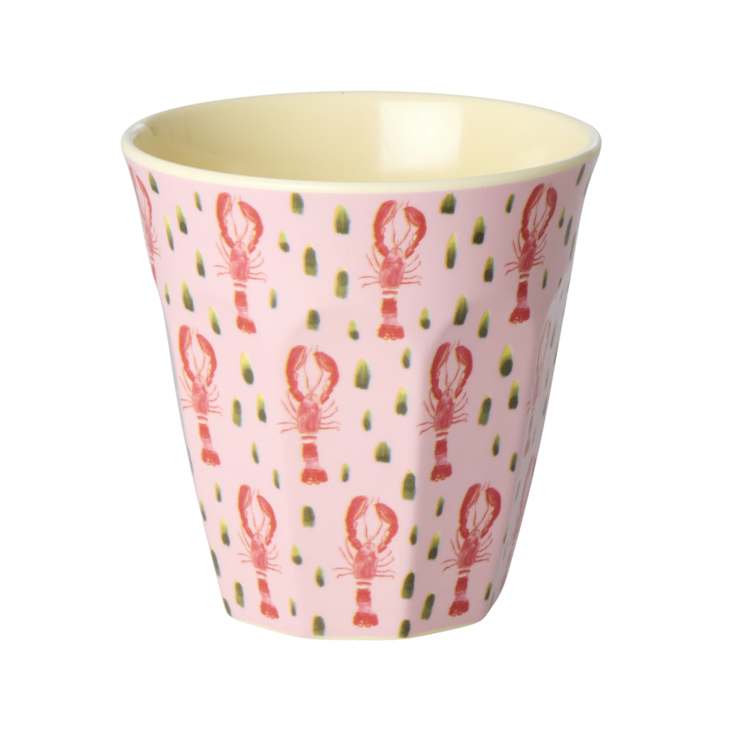 Medium Melamine Cup - Pink Lobster Print
