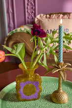 Load image into Gallery viewer, Glass Vase with Embossed Flower Design in Curry - 1L
