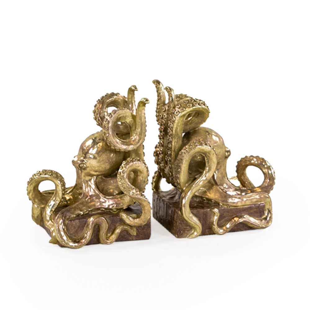 Gold Octopus Pair of Bookends