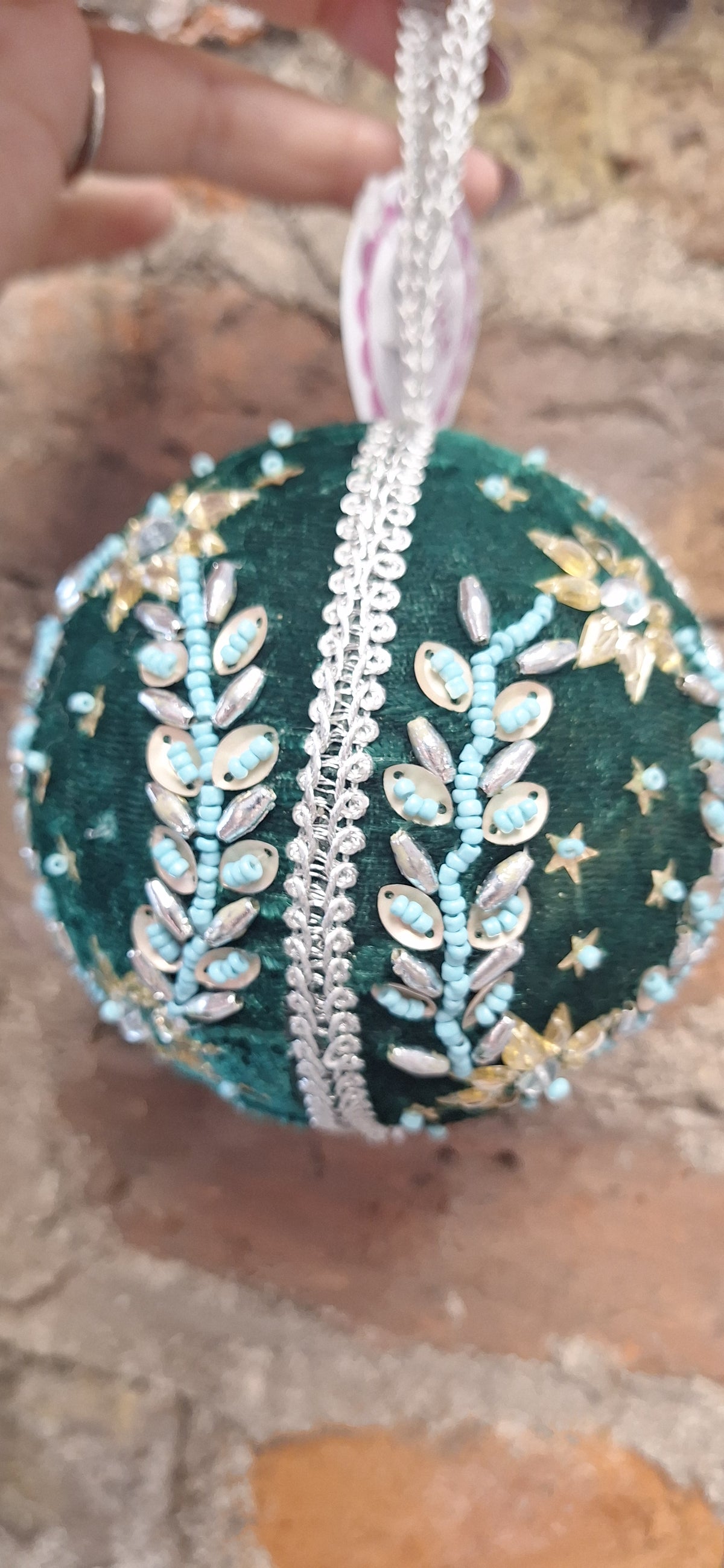 Large Velvet Beaded Bauble