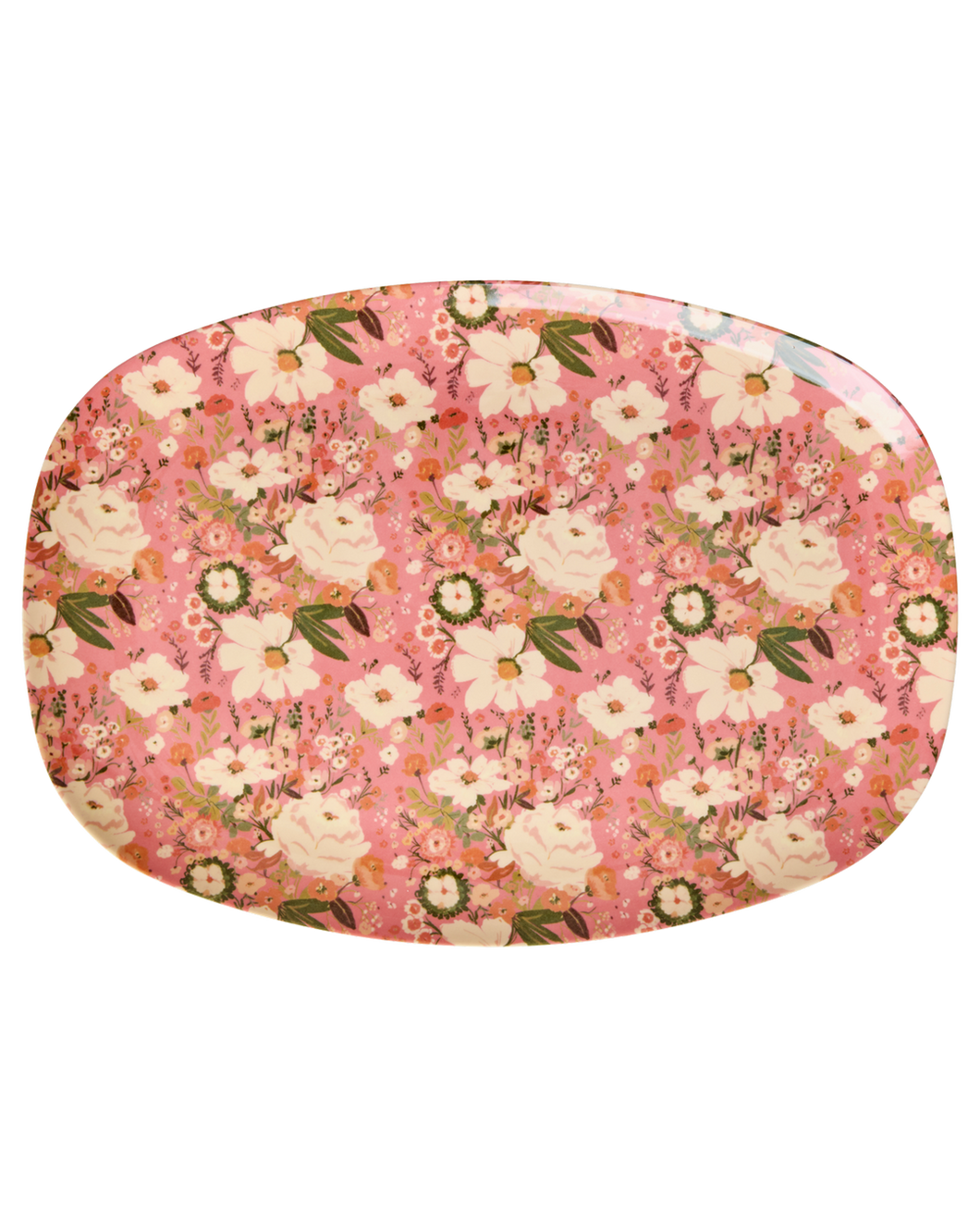 Melamine Rectangular Plate with Alison Flower Print
