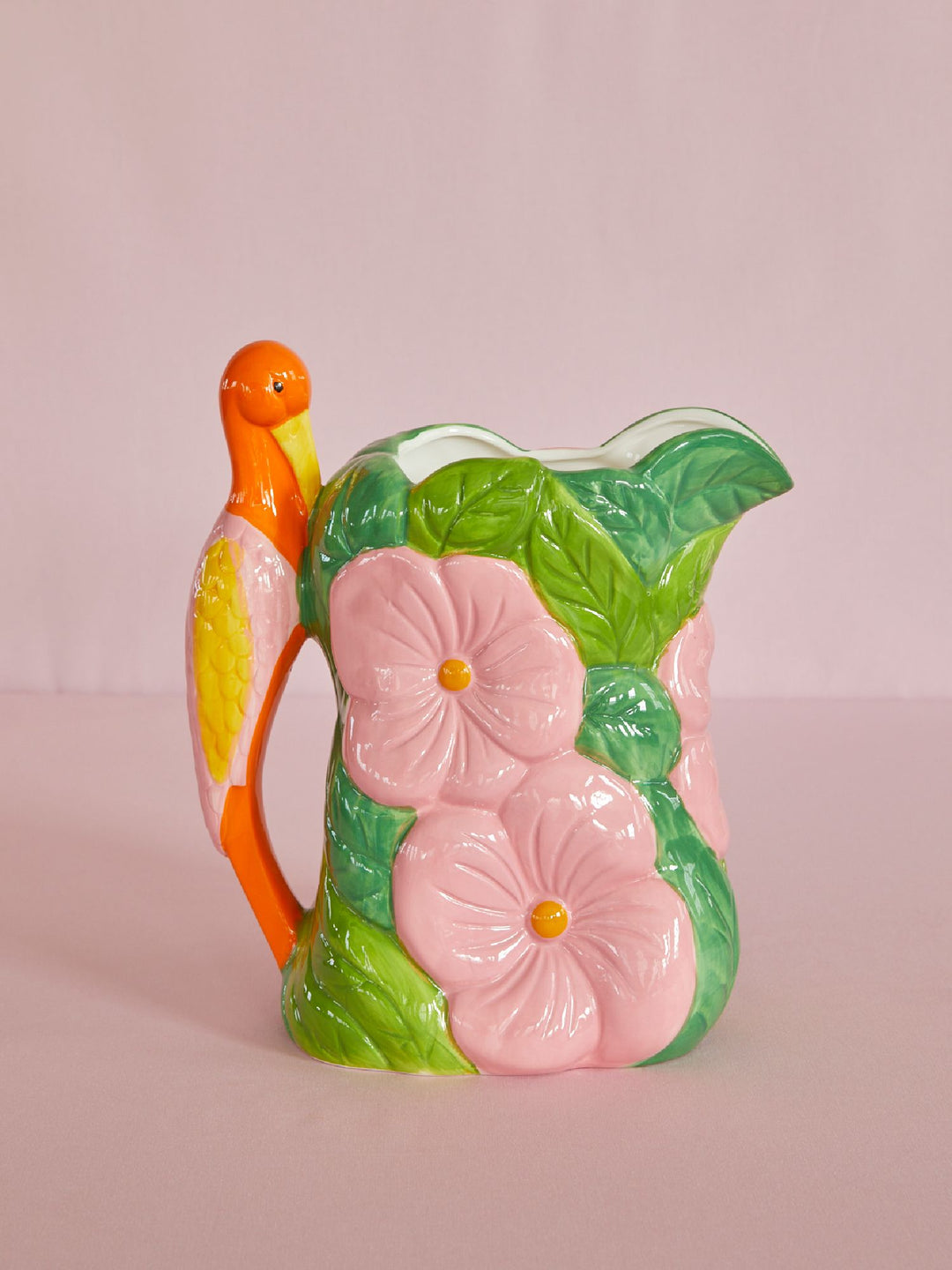 Ceramic Flower Vase with Bird Handle